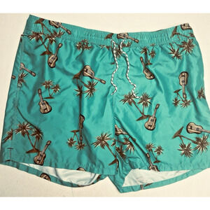 XXL Mens 5" Palm Ukekele Swim Trunks Goodfellow & Co Green Drawstring Pockets